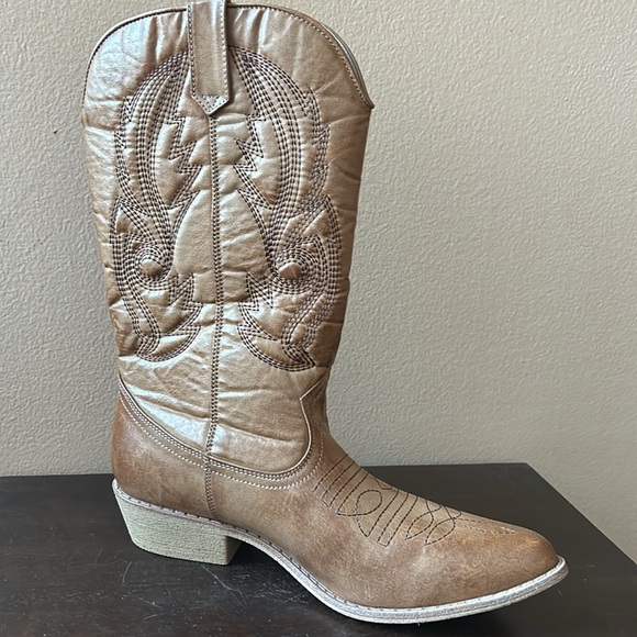 Coconuts Womens Gaucho Brown Tan Cowboy, Western Boots New - Picture 5 of 6